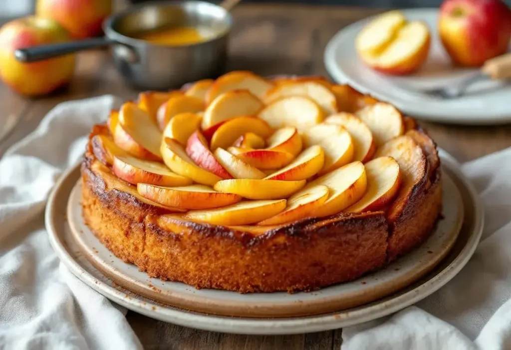 Gâteau aux pommes : l’astuce du beurre chaud qui caramélise délicieusement et sublime votre dessert en chef‑d’œuvre